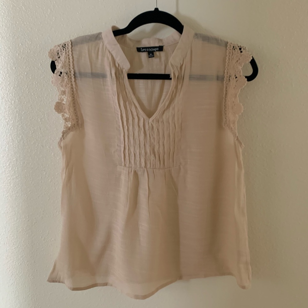 Tan transparent blouse